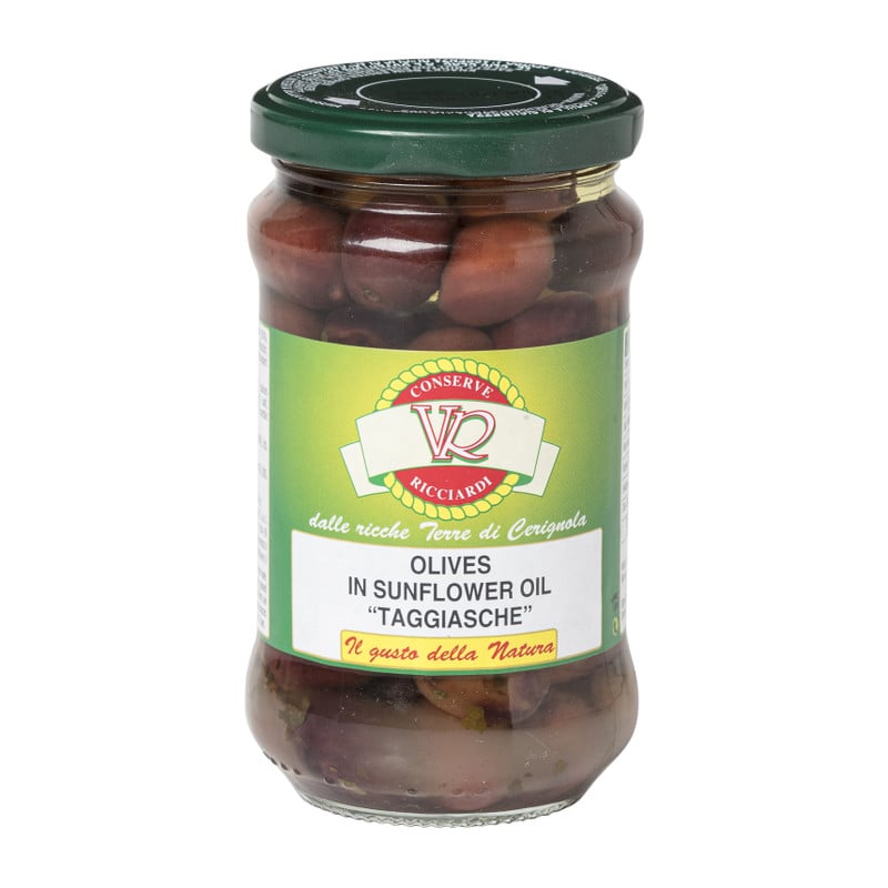 Olijven in zonnebloemolie - bruin en groen - 280 g